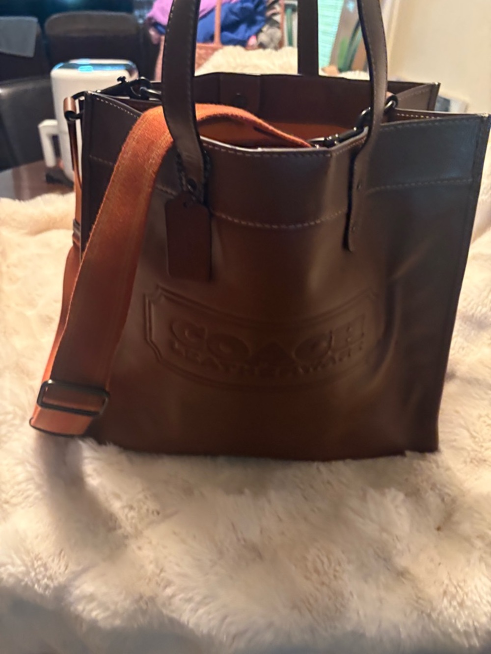 Coach Brown Leather Field 40 Embossed Tote with Adjustable Strap - Picture 3 of 12